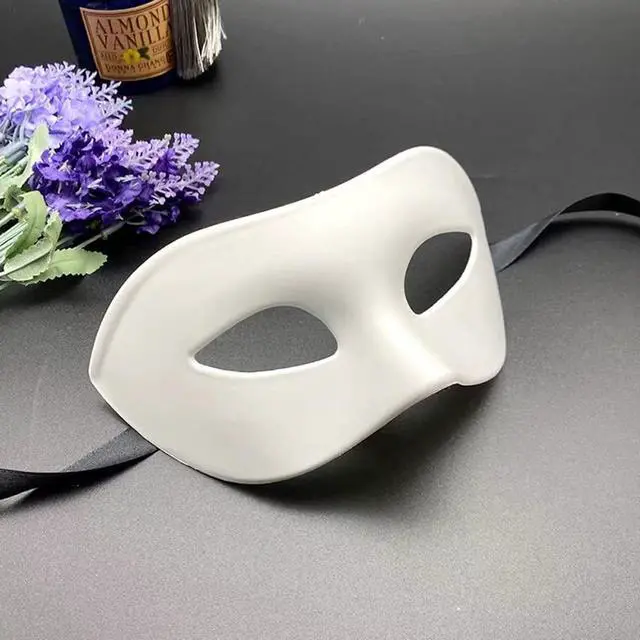 Main image of Men's Masquerade Mask Half Face Mask for Ball Proms and Halloween (White)
