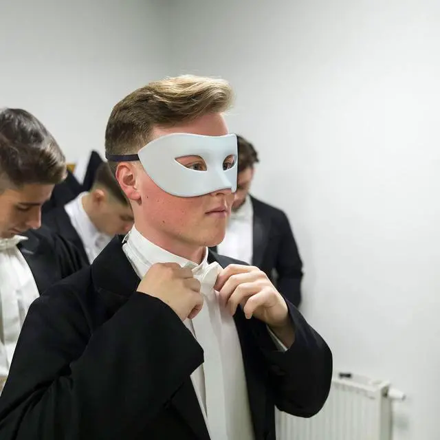 Alt view image 3 of 6 - Men's Masquerade Mask Half Face Mask for Ball Proms and Halloween (White)
