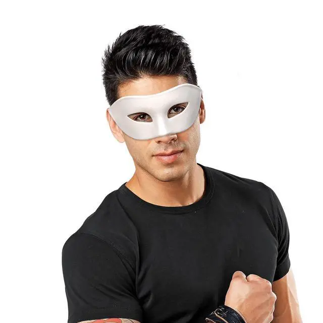 Alt view image 6 of 6 - Men's Masquerade Mask Half Face Mask for Ball Proms and Halloween (White)