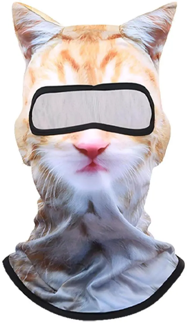 Main image of 3D Cat Ski Balaclava Sheisty Face Mask with Ears Cute Animal Ski Mask Suitable for Music Festivals Raves Party Outdoor Activities Christmas Yellow