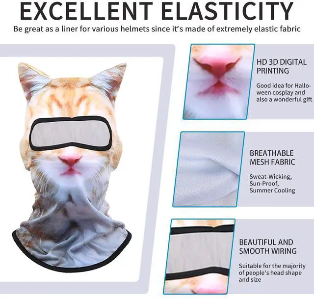 Alt view image 4 of 6 - 3D Cat Ski Balaclava Sheisty Face Mask with Ears Cute Animal Ski Mask Suitable for Music Festivals Raves Party Outdoor Activities Christmas Yellow