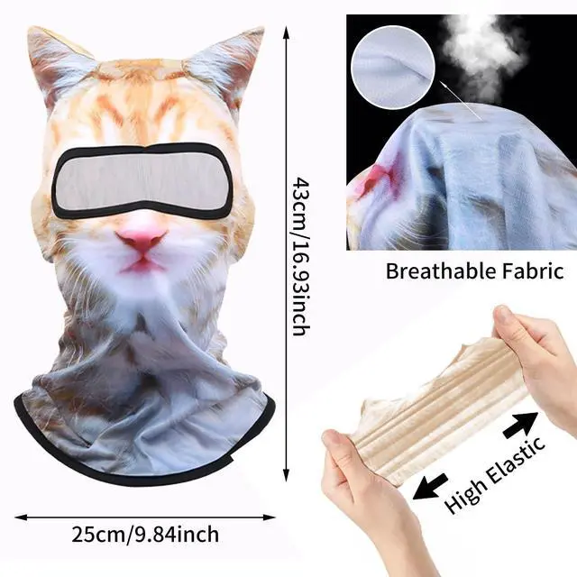Alt view image 3 of 6 - 3D Cat Ski Balaclava Sheisty Face Mask with Ears Cute Animal Ski Mask Suitable for Music Festivals Raves Party Outdoor Activities Christmas Yellow