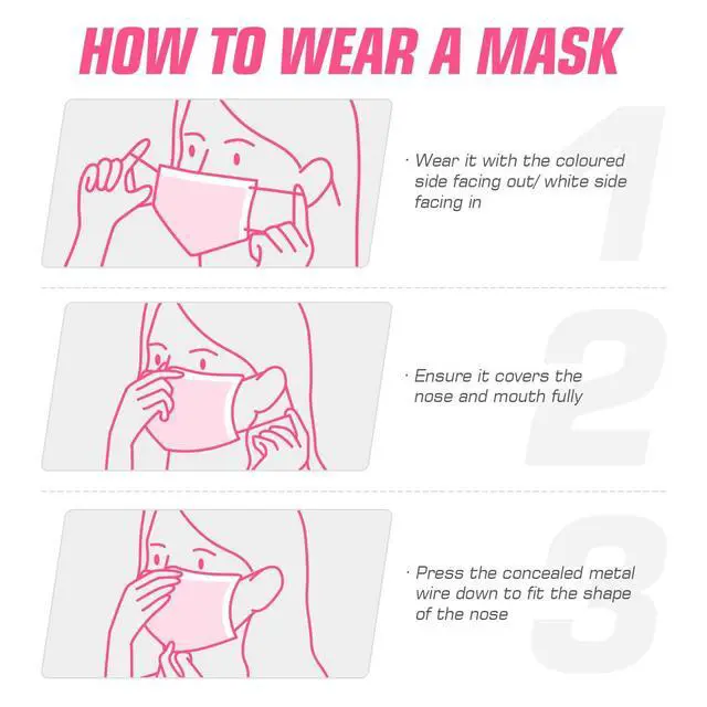 Alt view image 6 of 7 - 50 Pcs Disposable Face Cover 3-Ply Filter Non Medical Breathable Earloop Masks (Pink)