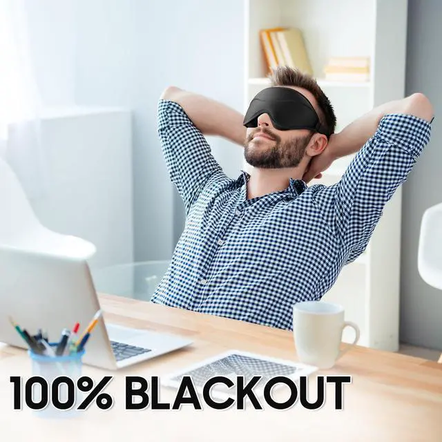 Alt view image 2 of 7 - Sleep Mask - Total Blackout 3D Sleeping Mask, Super Lightweight & Silky Soft Eye Mask for Sleeping, Fully Adjustable Fit for Home, Office, Traveling, Meditation, Yoga, Black