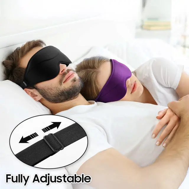 Alt view image 5 of 7 - Sleep Mask - Total Blackout 3D Sleeping Mask, Super Lightweight & Silky Soft Eye Mask for Sleeping, Fully Adjustable Fit for Home, Office, Traveling, Meditation, Yoga, Black