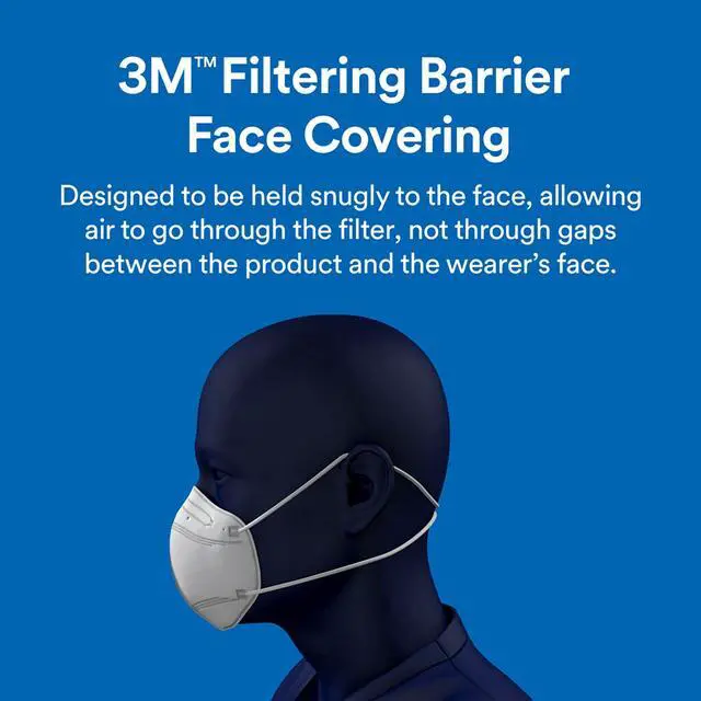 Alt view image 5 of 7 - Filtering Barrier Face Covering, Good For Crowded Places, Helps Reduce Airborne Particulate Exposure, AFFM-3, One Size, 3 Pack