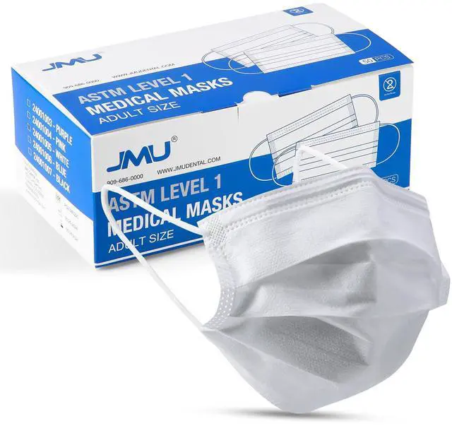 Main image of 50pcs 3 Ply White Disposable Face Mask, Medical Grade, Comfortable & Breathable Suitable for Protection