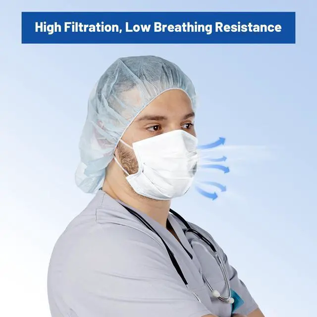 Alt view image 6 of 7 - 50pcs 3 Ply White Disposable Face Mask, Medical Grade, Comfortable & Breathable Suitable for Protection