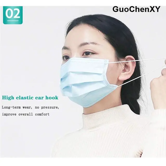 Alt view image 4 of 7 - 50Pcs Disposable Filter Mask 3 Ply Earloop Face Masks