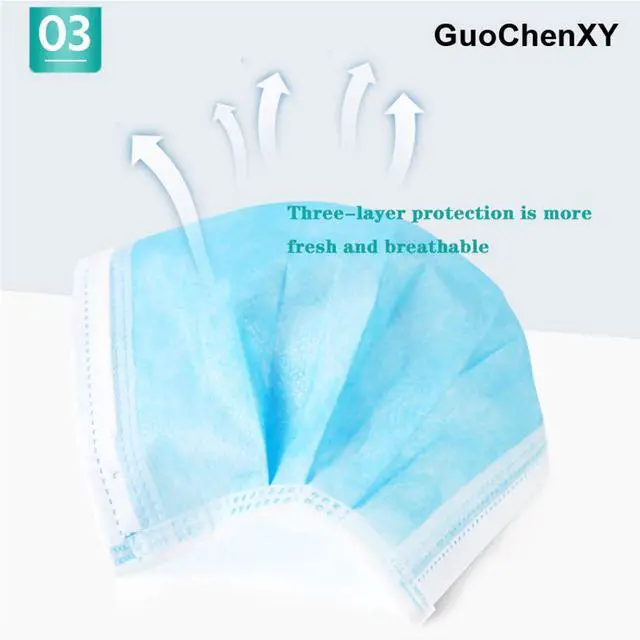 Alt view image 5 of 7 - 50Pcs Disposable Filter Mask 3 Ply Earloop Face Masks