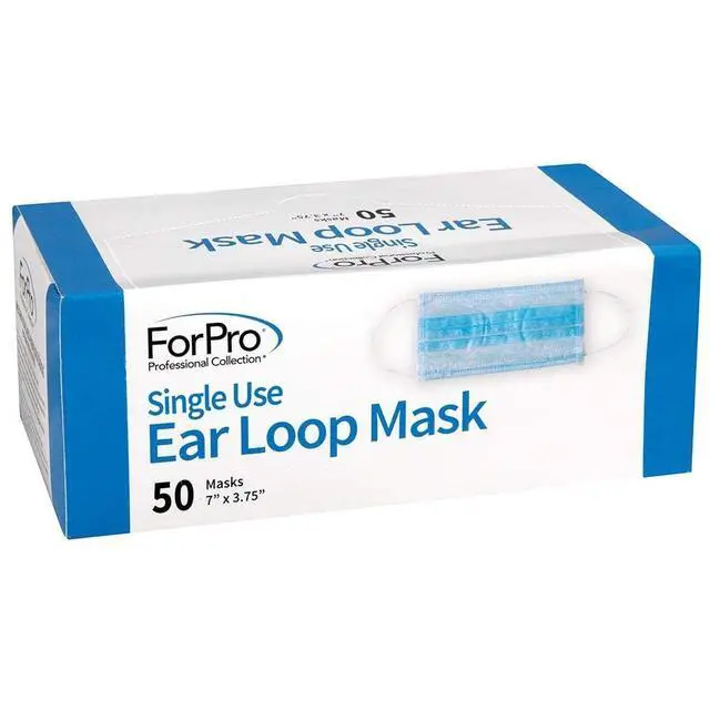 Alt view image 2 of 6 - Single Use Ear Loop Mask, 3-Ply Disposable Non-Woven Face Mask, Latex-Free, Fiberglass-Free, Protects Against Pollen, Dust, 50-Count