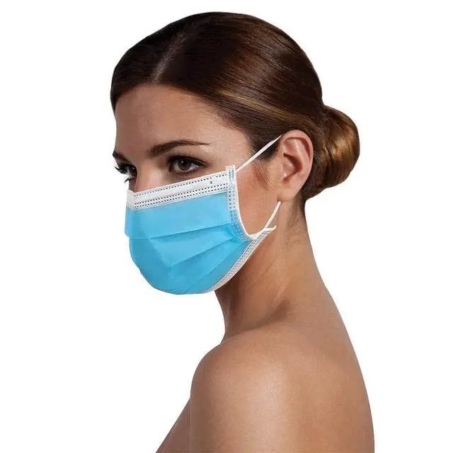 Alt view image 6 of 6 - Single Use Ear Loop Mask, 3-Ply Disposable Non-Woven Face Mask, Latex-Free, Fiberglass-Free, Protects Against Pollen, Dust, 50-Count