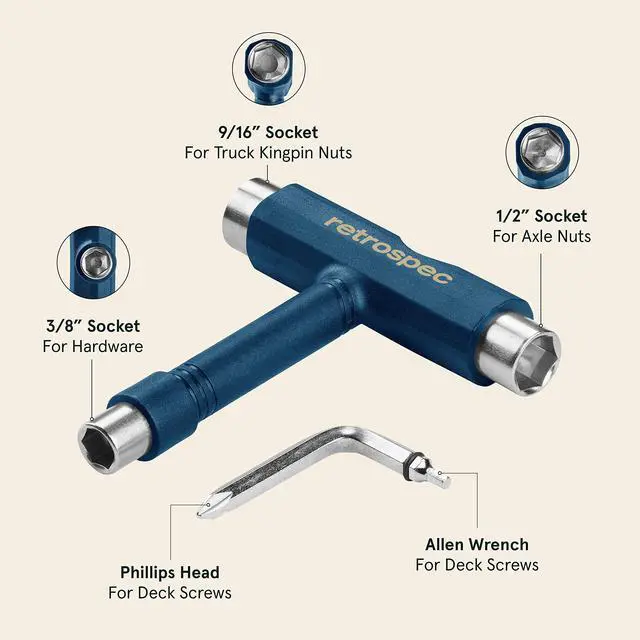 Alt view image 3 of 7 - Upkeep Skateboard Multi-Tool with Allen Wrench & Phillips Head Screwdriver - Compact Maintenance Kit for Skateboards & Roller Skates - Adjusts Wheels & Trucks