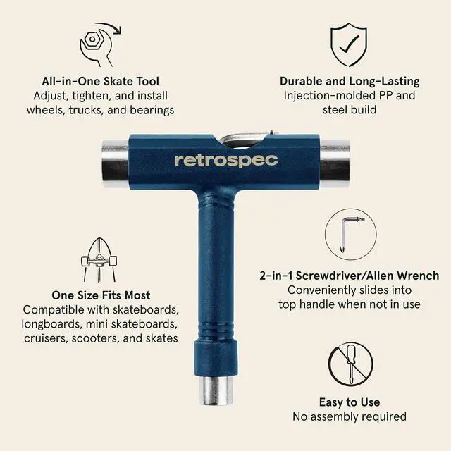 Alt view image 2 of 7 - Upkeep Skateboard Multi-Tool with Allen Wrench & Phillips Head Screwdriver - Compact Maintenance Kit for Skateboards & Roller Skates - Adjusts Wheels & Trucks