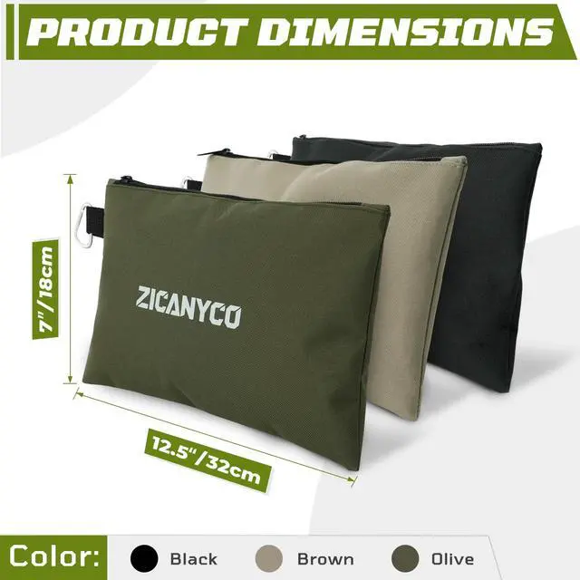 Alt view image 2 of 7 - Tool Pouch Zipper Bags, Small Tool Bags with Metal Zipper & Carabiner, Durable Utility Organizer Pouches, 3-Pack (Black/Beige/Olive)