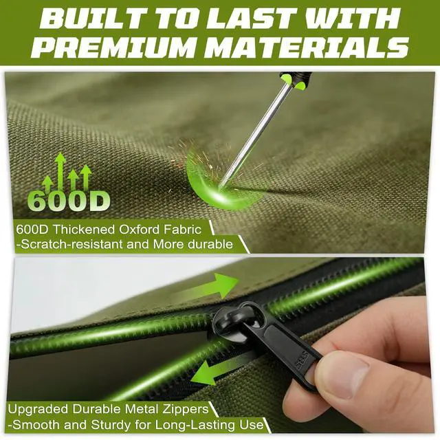 Alt view image 4 of 7 - Tool Pouch Zipper Bags, Small Tool Bags with Metal Zipper & Carabiner, Durable Utility Organizer Pouches, 3-Pack (Black/Beige/Olive)
