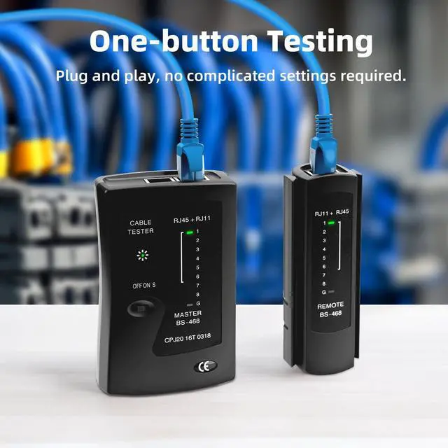 Alt view image 7 of 7 - Ethernet Cable Tester - RJ45 RJ11 Network Tester Tool for CAT5/CAT5e/CAT6/CAT6a/CAT7, Portable LAN Wire Continuity Checker with LED Indicators, S-Mode Speed & Detachable Remote - Black