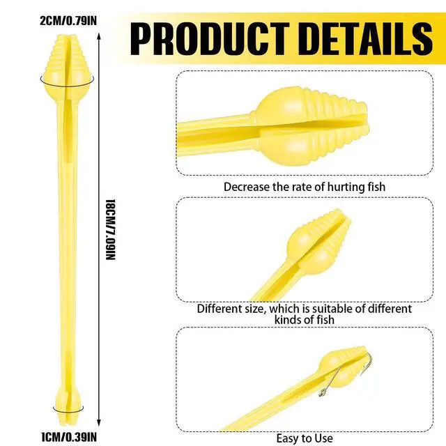Alt view image 2 of 7 - 6 Pcs Fish Hook Remover Tool Plastic Snelled Hook Disgorger Portable Unhook Extractor Tool for Fishing Gear Accessories (Yellow,7.09 x 0.87 Inches)