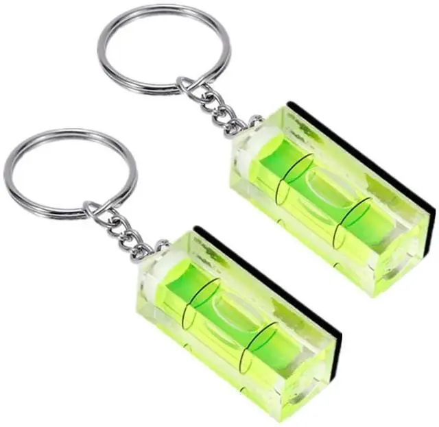 Main image of 2Pcs Magnetic Bubble Levels 15x15x40mm Key Ring Style Magnet Square Bubble Spirit Level Small Tool Leveling Kits Magnetism