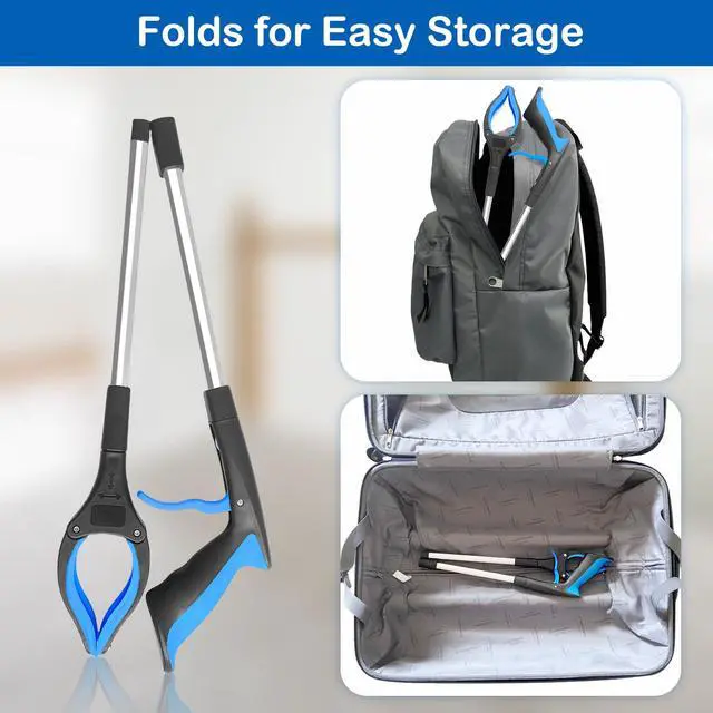 Alt view image 5 of 7 - 32" Grabber Reacher Tool, 1-Pack Foldable Reacher Grabber Pickup Tool with 360° Anti-Slip Rotating Jaw & Magnet, Mobility Aid Reaching Assist Tool for Trash Pick Up, Lightweight Grabber Tool
