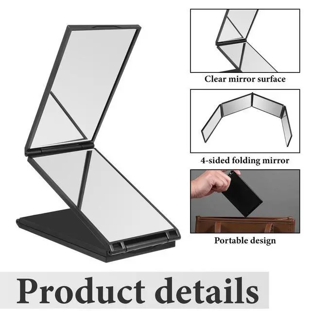 Alt view image 3 of 7 - 4 Way Mirror Foldable Makeup Mirror Portable 360 Degree Handheld Haircut Mirrors 4 Barber Desktop DIY Haircut Tool for Hair Cuting Styling Grooming Sided Self Haircuts for Home and Salon, 4.7 * 2.7 in