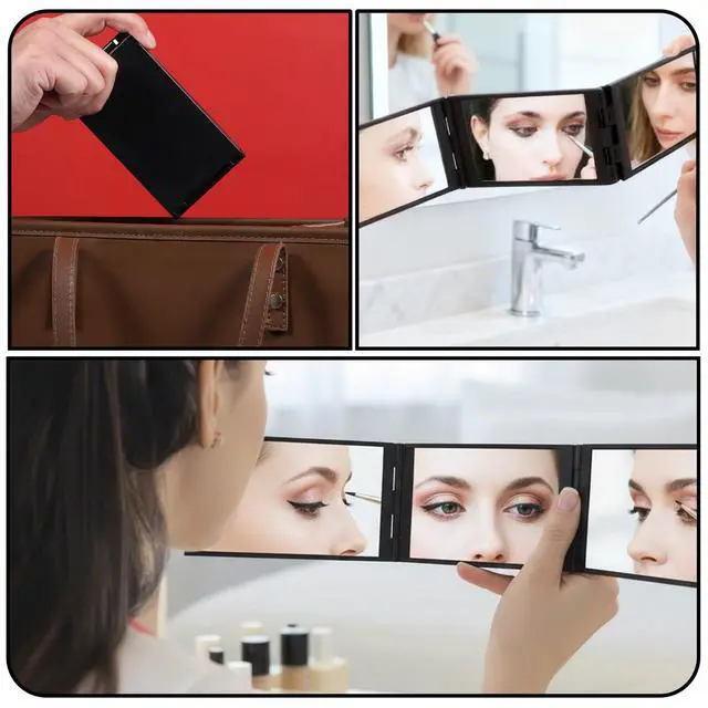 Alt view image 6 of 7 - 4 Way Mirror Foldable Makeup Mirror Portable 360 Degree Handheld Haircut Mirrors 4 Barber Desktop DIY Haircut Tool for Hair Cuting Styling Grooming Sided Self Haircuts for Home and Salon, 4.7 * 2.7 in