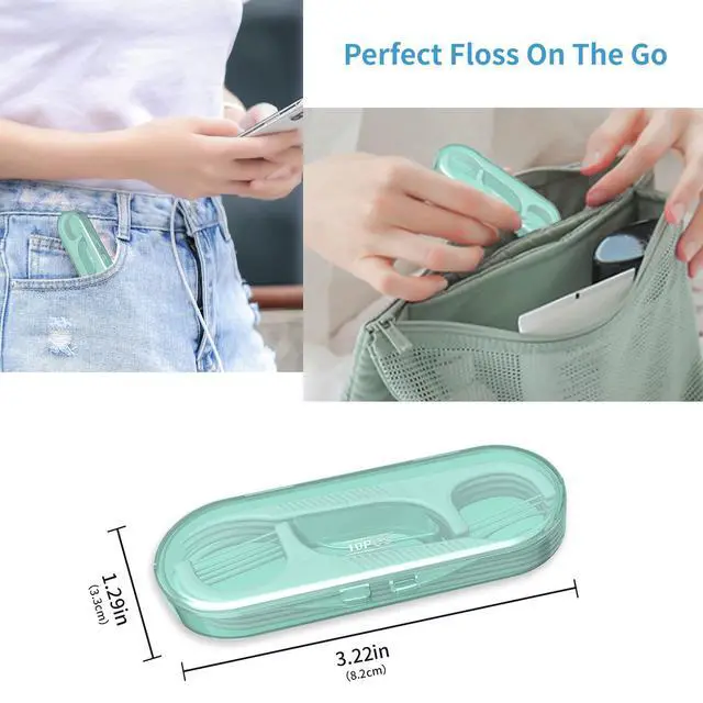 Alt view image 5 of 7 - Portable Dental Floss Picks 2 Case-Professional No Shred Floss Sticks-Perfect for Travel Clean Teeth Tools-Ultra Small Portable Palm Sized Floss Organized