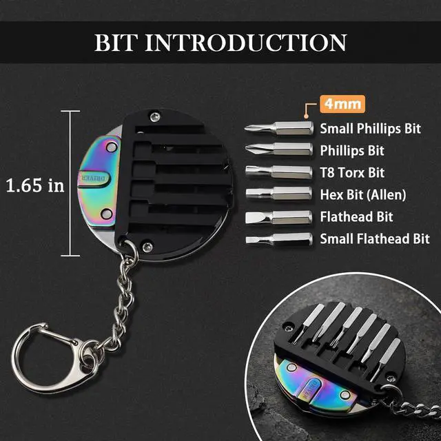 Alt view image 3 of 7 - Multitool Keychain Tool, 7-in-1 Pocket Screwdriver Bits and Cutter