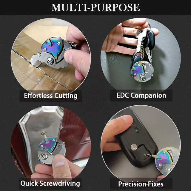 Alt view image 4 of 7 - Multitool Keychain Tool, 7-in-1 Pocket Screwdriver Bits and Cutter