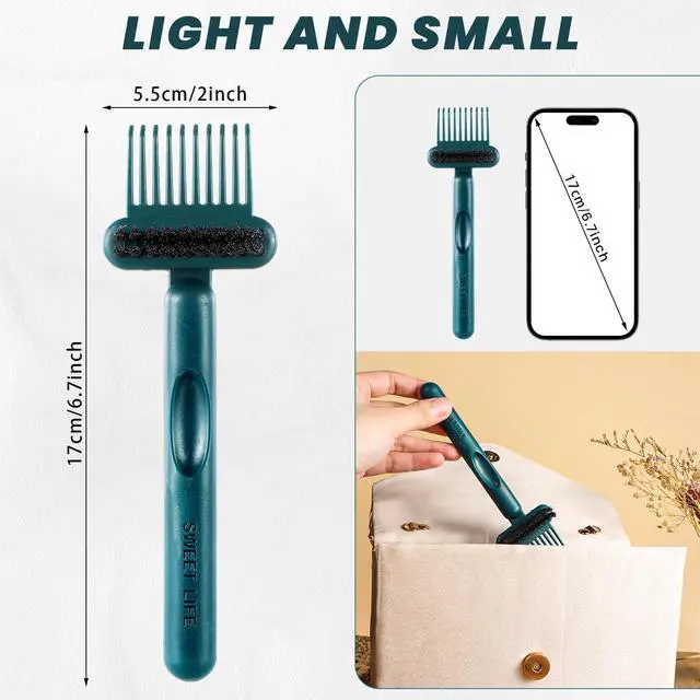 Alt view image 2 of 7 - Brush Cleaning Tool 2-In-1 Comb Cleaner Effective Hairbrush Cleaner Small and Portable Suitable for Travel,Good Comb Brush for Women