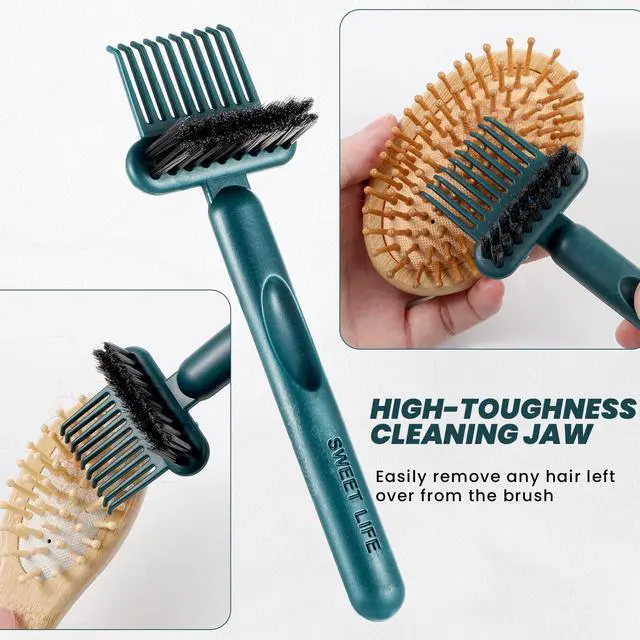 Alt view image 3 of 7 - Brush Cleaning Tool 2-In-1 Comb Cleaner Effective Hairbrush Cleaner Small and Portable Suitable for Travel,Good Comb Brush for Women