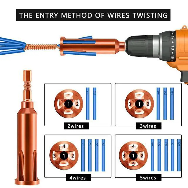Alt view image 5 of 6 - Universal Wire Twisting Tool Cable Wire Stripper and Twister Wire Stripping Tool for Electrician by Drill Driver or Manually (Brown)