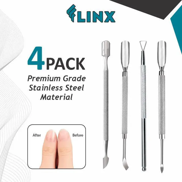 Alt view image 2 of 7 - Metal Cuticle Pusher Tool 4 Pcs Nail Manicure Tools Nail Tols for Manicure & Pedicure, Metal Cuticle Pushers and Scraper, Nails Cuticles Pusher Cuticle Tools for Nails