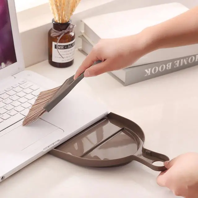 Alt view image 2 of 7 - Mini Broom and Dustpan Set Hand Broom with Dustpan Portable Housekeeping Cleaning Tools for Desk,Counter,Sofa,Kitchen,Office,Nest (Coffee)