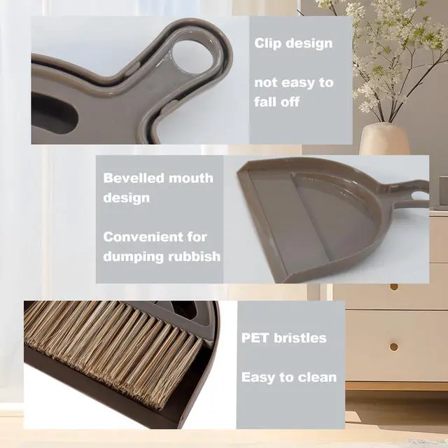 Alt view image 4 of 7 - Mini Broom and Dustpan Set Hand Broom with Dustpan Portable Housekeeping Cleaning Tools for Desk,Counter,Sofa,Kitchen,Office,Nest (Coffee)