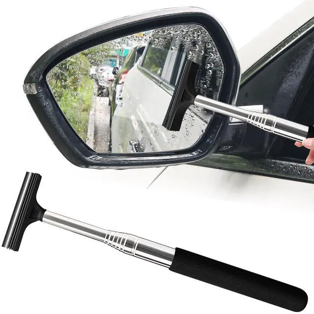 Main image of 1 Pcs Car Window Mini Squeegee Retractable Auto Glass Squeegee Car Rearview Mirror Wiper Water Cleaner with Telescopic Long Rod Portable Cleaning Tools for All Vehicles (Black)