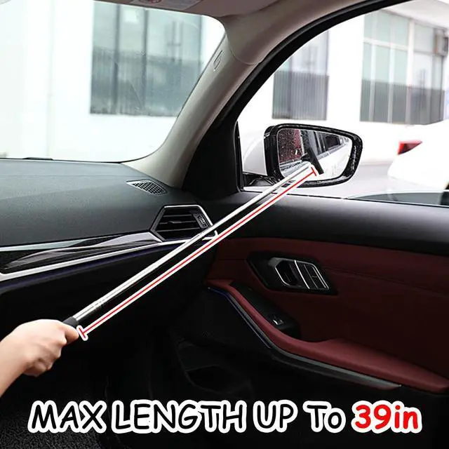 Alt view image 5 of 7 - 1 Pcs Car Window Mini Squeegee Retractable Auto Glass Squeegee Car Rearview Mirror Wiper Water Cleaner with Telescopic Long Rod Portable Cleaning Tools for All Vehicles (Black)