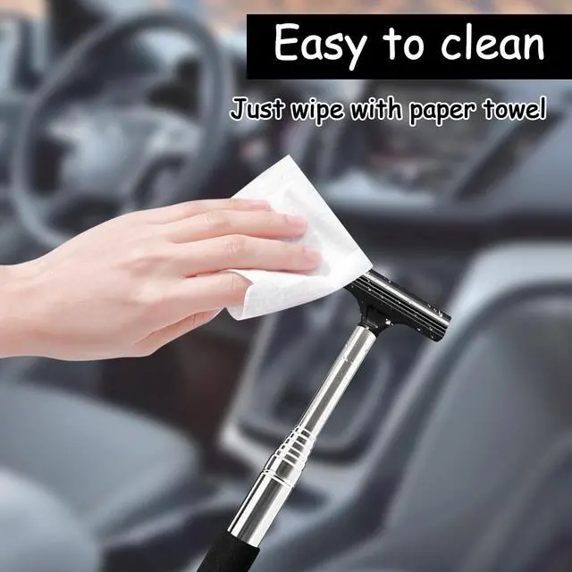 Alt view image 4 of 7 - 1 Pcs Car Window Mini Squeegee Retractable Auto Glass Squeegee Car Rearview Mirror Wiper Water Cleaner with Telescopic Long Rod Portable Cleaning Tools for All Vehicles (Black)