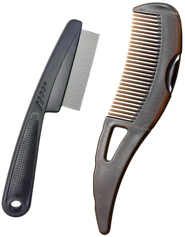 Main image of Dandruff Comb Wide Tooth, Stainless Steel Fine Tooth Lice/Psoriasis Scalp Detox Comb for Women, Men & Kids, Professional Portable Sweep/Massage/Clean Shower Brush Tool for Hair Care/Growth (Black)