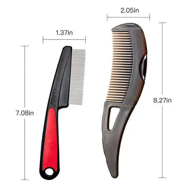 Alt view image 6 of 6 - Dandruff Comb Wide Tooth, Stainless Steel Fine Tooth Lice/Psoriasis Scalp Detox Comb for Women, Men & Kids, Professional Portable Sweep/Massage/Clean Shower Brush Tool for Hair Care/Growth (Black)