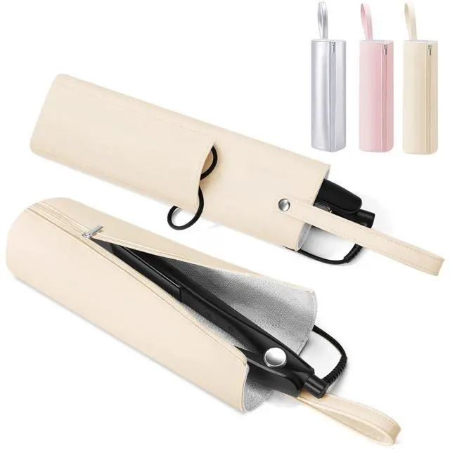 Main image of 2-in-1 Heat Resistant Mat & Bag for Hair Styling Tools, Hanging Curling Iron Holder Flat Iron Holder with Zip, Portable Hot Hair Tools Travel Bag, Hair Straightener Mat Pouch for Countertop