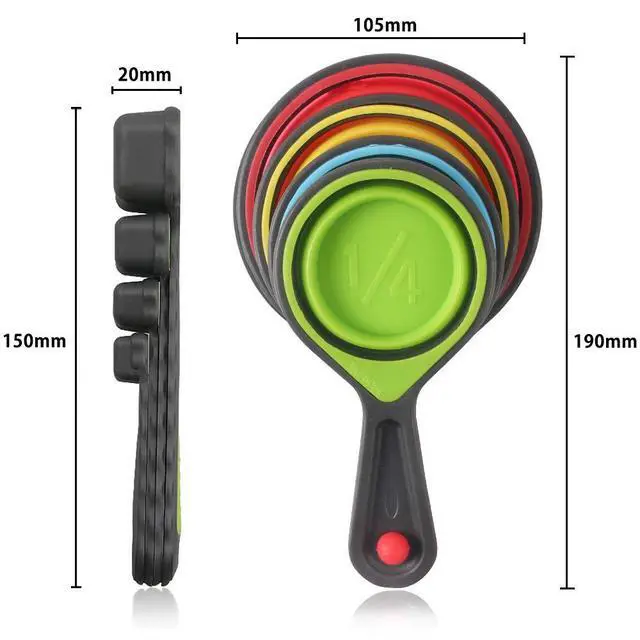 Alt view image 2 of 6 - Collapsible Measuring Cups and Spoons - Portable Food Grade Silicone for Liquid & Dry Measuring, 8 Piece Set Kitchen Measuring Tool