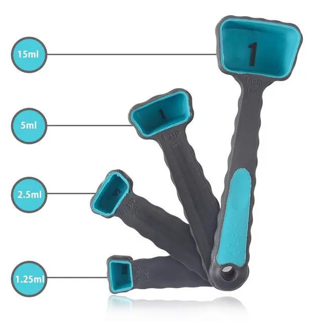 Alt view image 3 of 6 - Collapsible Measuring Cups and Spoons - Portable Food Grade Silicone for Liquid & Dry Measuring, 8 Piece Set Kitchen Measuring Tool