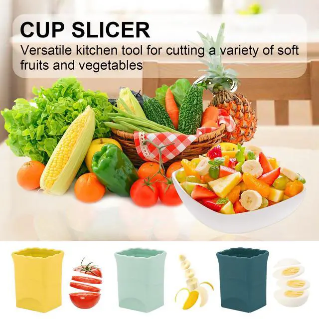 Alt view image 2 of 7 - 3Pcs Strawberry Slicer CupFruit Slicer Cup for Strawberry Egg Banana Mushroom Cucumber Kiwi and Veggie Salad Speed Cutter the Kitchen Portable Slicing Tool (3Pcs)