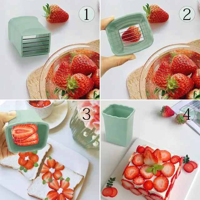 Alt view image 5 of 7 - 3Pcs Strawberry Slicer CupFruit Slicer Cup for Strawberry Egg Banana Mushroom Cucumber Kiwi and Veggie Salad Speed Cutter the Kitchen Portable Slicing Tool (3Pcs)