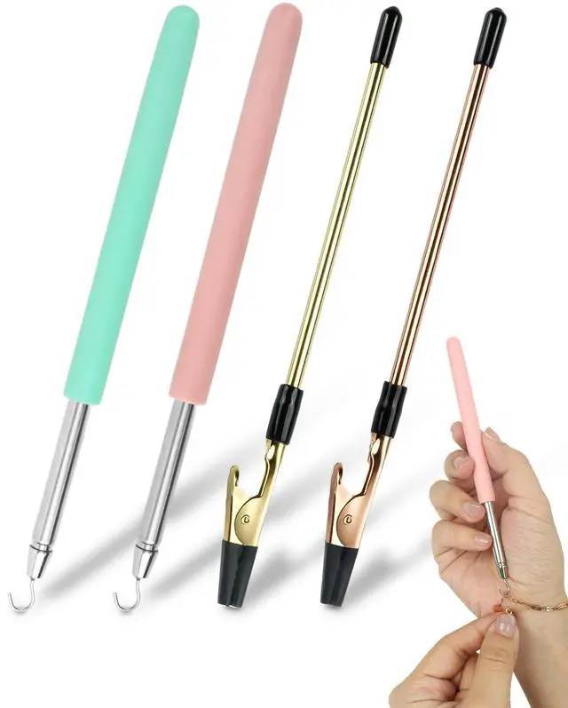 Main image of 4 PCS Bracelet Helper Tool, Quick Release Fastener Helpers Tool Hooks for Necklace, Jewelry, Watch, Portable Bracelet Assistance Tool to Put on Yourself, Clip, Clasp Helper with Non-Slip Rubber Tips.