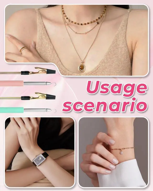 Alt view image 7 of 7 - 4 PCS Bracelet Helper Tool, Quick Release Fastener Helpers Tool Hooks for Necklace, Jewelry, Watch, Portable Bracelet Assistance Tool to Put on Yourself, Clip, Clasp Helper with Non-Slip Rubber Tips.