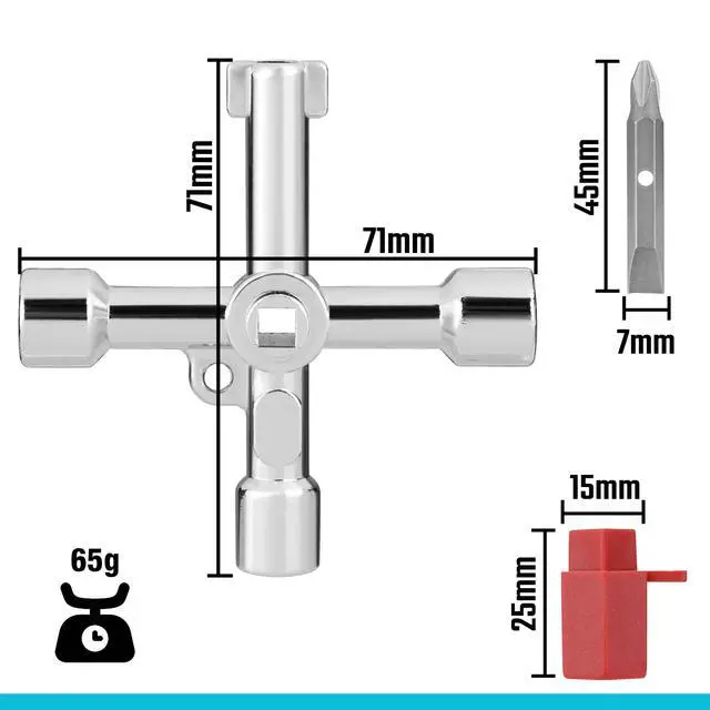 Alt view image 4 of 7 - 4 Way Sillcock Key with Bit, 1-Pack, for Valve, Faucet, Spigots