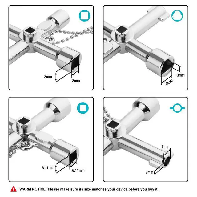 Alt view image 2 of 7 - 4 Way Sillcock Key with Bit, 1-Pack, for Valve, Faucet, Spigots
