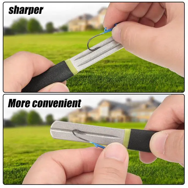 Alt view image 3 of 6 - 2 Pcs Hook Sharpener Hook File for Fishing Diamond File with Handle Portable Double Sided Fine and Medium Grit for Fishing(Multi Color)